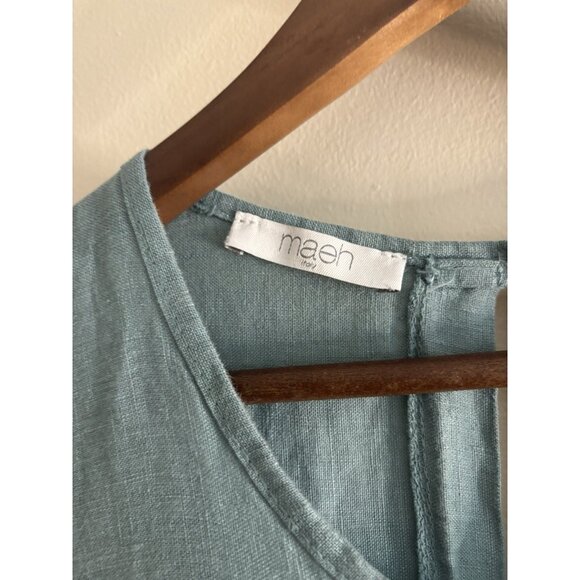 Maen 100% Linen Apron Romper Overall Pants Hankerchief Lagenlook Large pockets - Picture 5 of 15